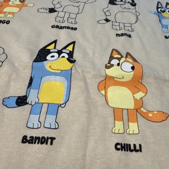 Womens Bluey Grid Short Sleeve Graphic T-Shirt - Tan Size Large & Xlarge - Picture 4 of 4